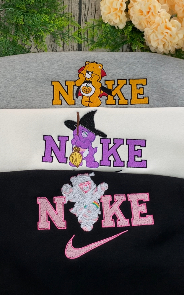 Care Bears Nike Embroidered Sweatshirt, Nike Embroidery, Halloween Embroidered Sweatshirt