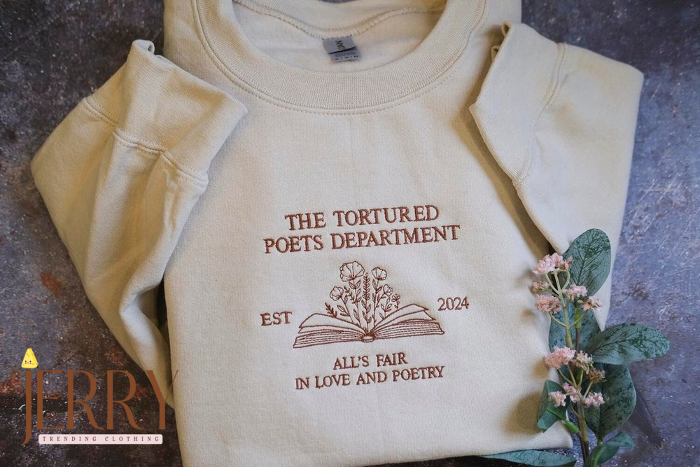 Cheap The Tortured Poets Department Embroidered Sweatshirt, Taylor Swift Embroidered Sweatshirt, All’s Fair In Love And Poetry Embroidered Sweatshirt