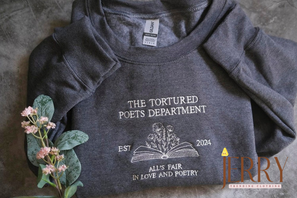 Cheap The Tortured Poets Department Embroidered Sweatshirt, Taylor Swift Embroidered Sweatshirt, All’s Fair In Love And Poetry Embroidered Sweatshirt