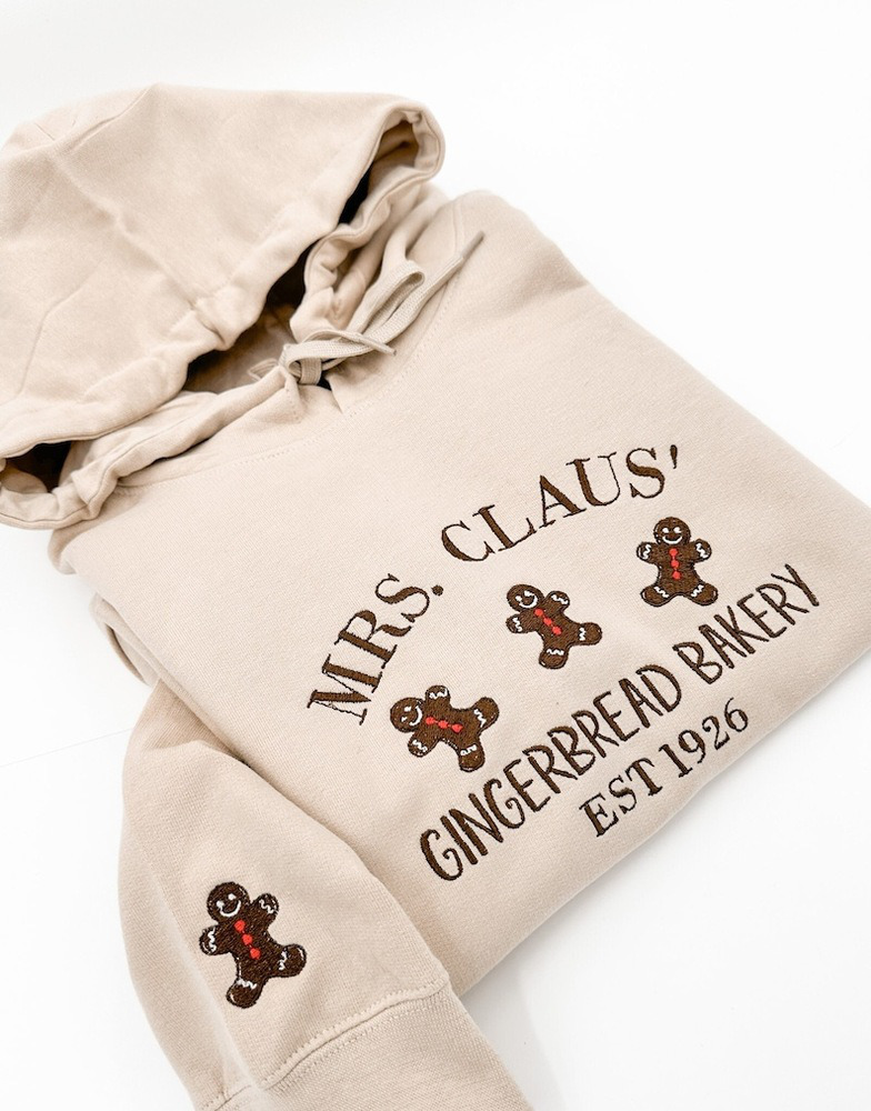 Christmas Embroidery Crewneck jumper,Mrs Claus gingerbread barkey sweatshirt