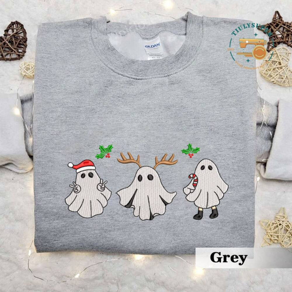 Christmas Reindeer Spooky Season Embroidered Sweater