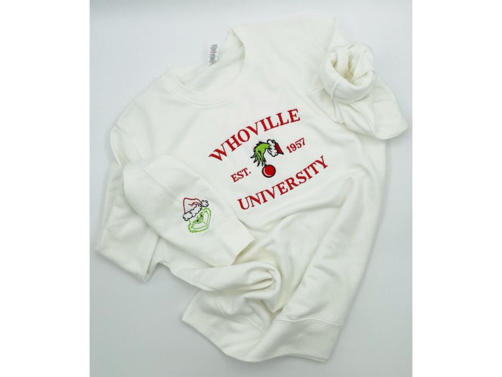 Christmas Sweatshirt, Whoville University Embroidered Sweatshirt