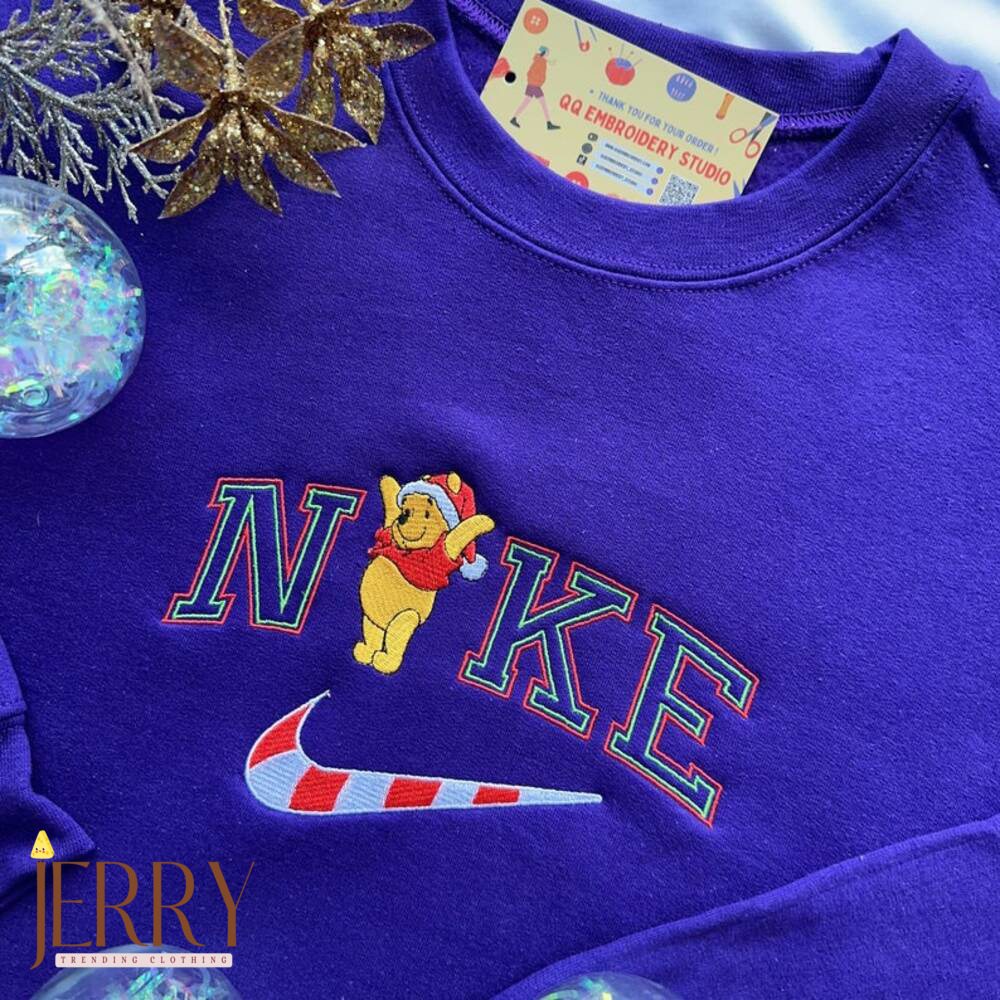 Christmas Winnie the Pooh Embroidered Unisex Sweatshirt, Christmas Family Shirt