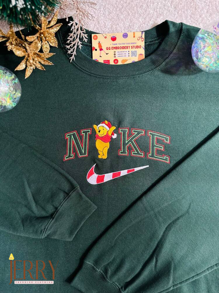 Christmas Winnie the Pooh Embroidered Unisex Sweatshirt, Christmas Family Shirt