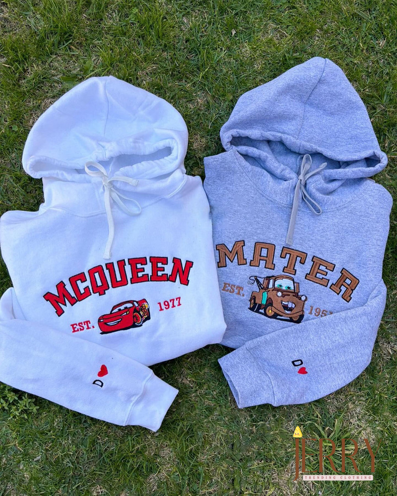 Cute Mcqueen Mater And Sally Disney Embroidered Sweatshirt, Matching Embroidered Hoodie