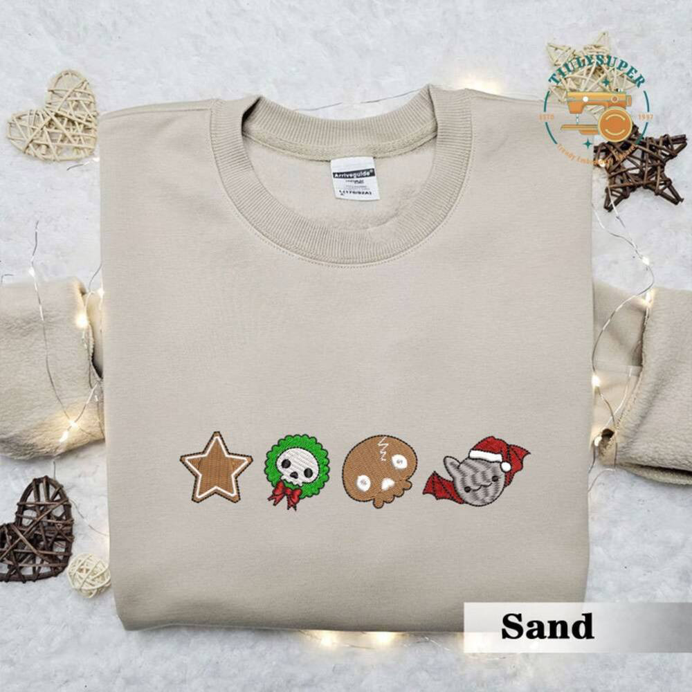 Christmas Spooky Season Sweater, Ghost Embroidered Shirt
