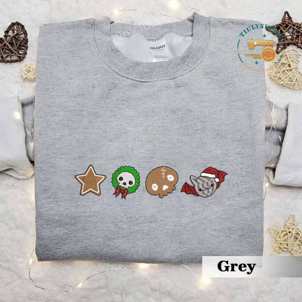 Christmas Spooky Season Sweater, Ghost Embroidered Shirt