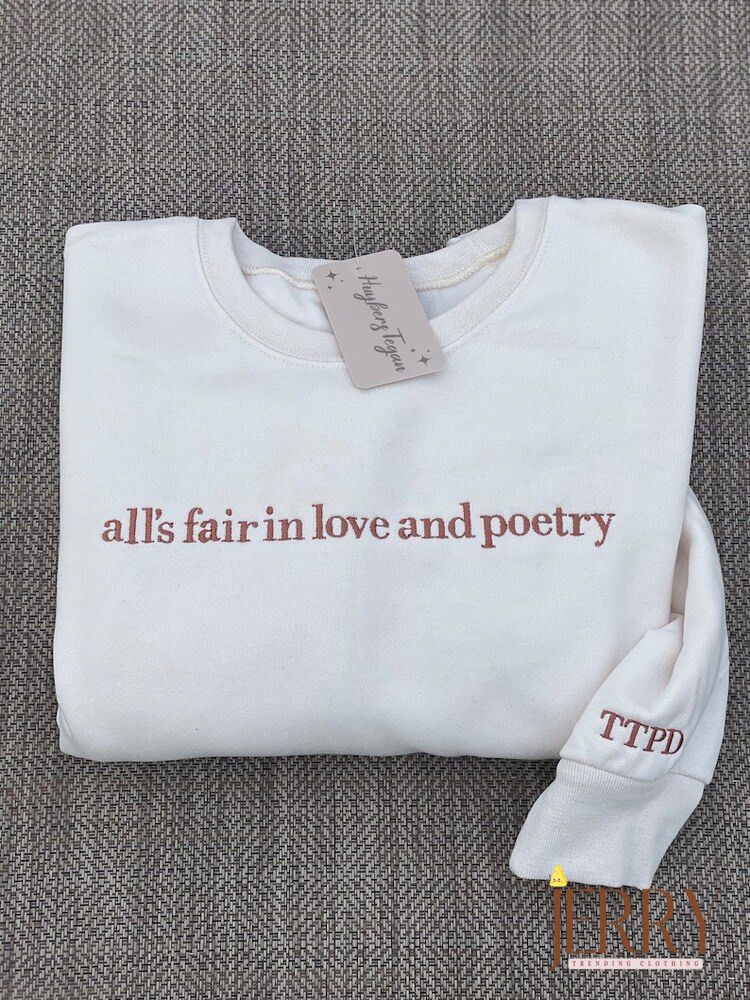 Embroidered The Tortured Poets Department Shirt, Gift For Swiftie, Embroidered Shirt, Poets Department, All’s Fair in Love , TTPD New Album