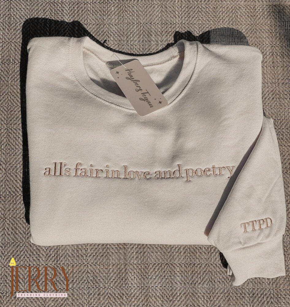 Embroidered The Tortured Poets Department Shirt, Gift For Swiftie, Embroidered Shirt, Poets Department, All’s Fair in Love , TTPD New Album
