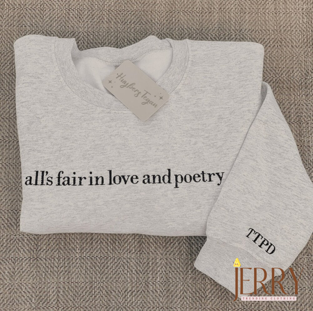 Embroidered The Tortured Poets Department Shirt, Gift For Swiftie, Embroidered Shirt, Poets Department, All’s Fair in Love , TTPD New Album