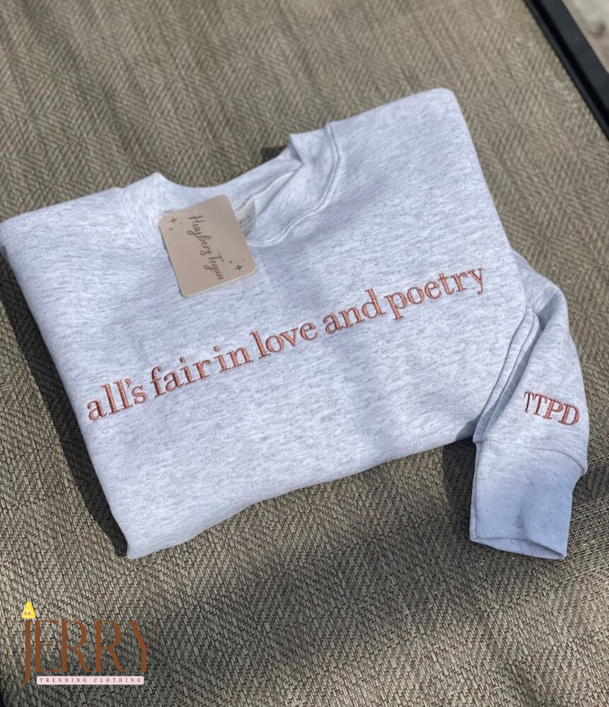 Embroidered The Tortured Poets Department Shirt, Gift For Swiftie, Embroidered Shirt, Poets Department, All’s Fair in Love , TTPD New Album