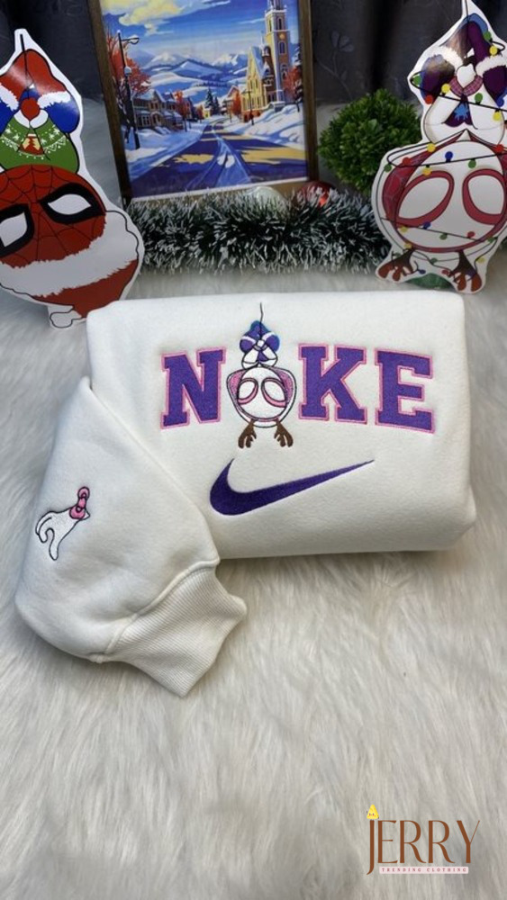Gwen Stacy and Spiderman Nike Embroidered Sweatshirt, Christmas Gift For Couple