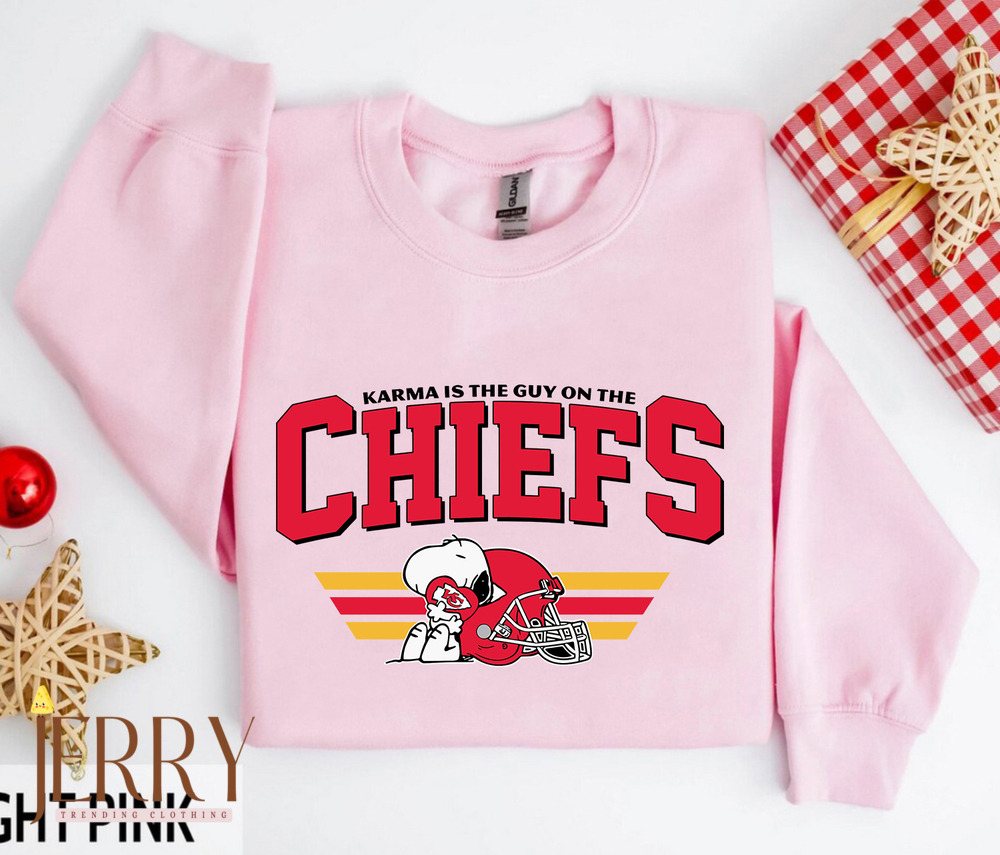 Retro Taylor Swift Travis Kelce Karma Is The Guy On The Chiefs Sweatshirt, Karma Taylor Swift Sweatshirt