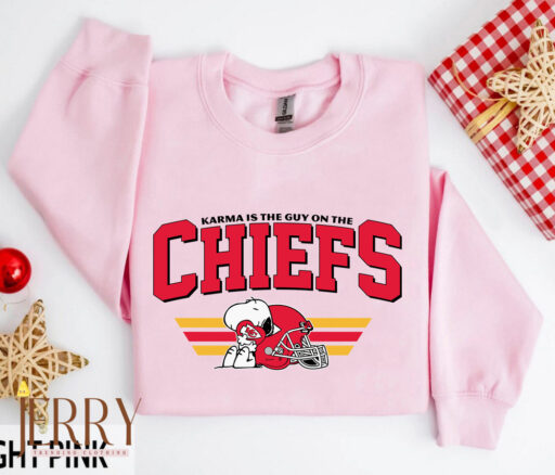 Retro Taylor Swift Travis Kelce Karma Is The Guy On The Chiefs Sweatshirt, Karma Taylor Swift Sweatshirt