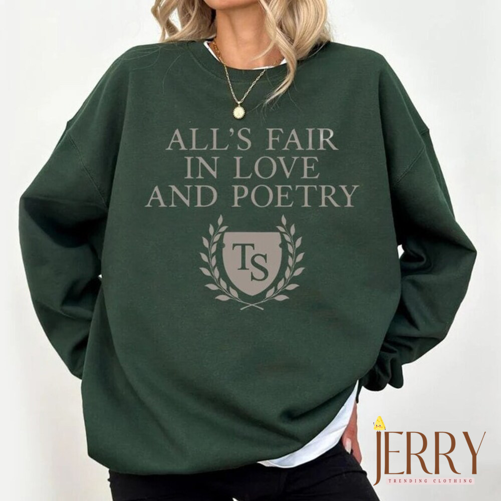 TPD Crewneck Sweatshirt for Women, Women’s Tortured Sweatshirt, Poets Clothing Department, Alls Award in Love and Poetry, Women’s Sweatshirt