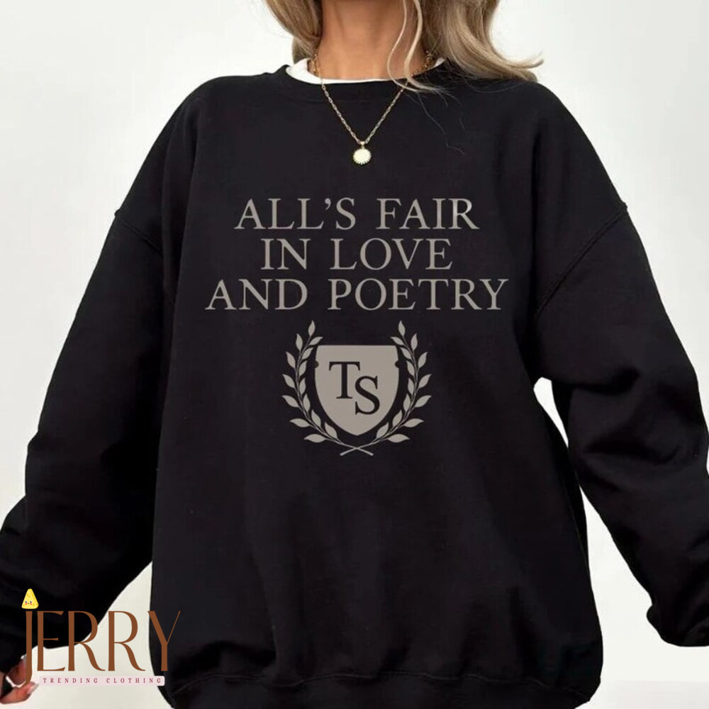 TPD Crewneck Sweatshirt for Women, Women’s Tortured Sweatshirt, Poets Clothing Department, Alls Award in Love and Poetry, Women’s Sweatshirt
