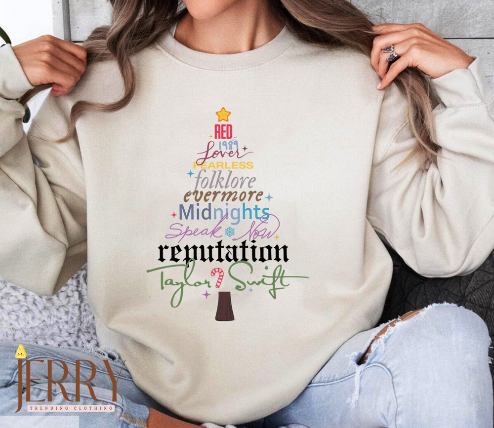 Vintage Christmas Taylors Version Album Christmas Tree Sweatshirt, Taylor Swift Album Sweatshirt