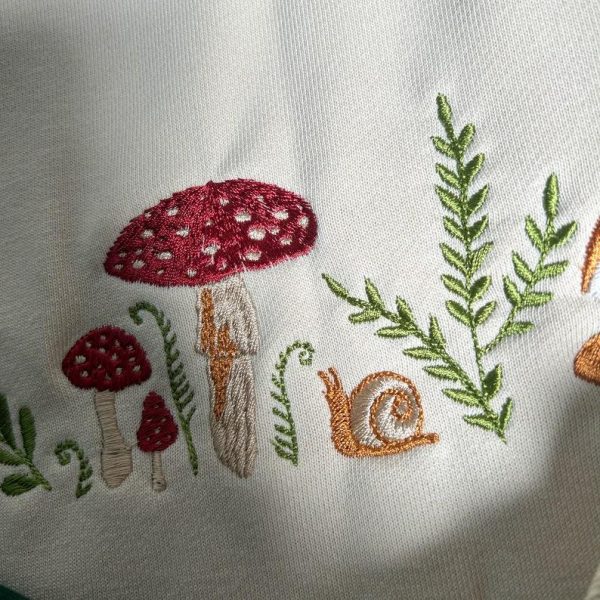 Mushrooms Embroidered Sweatshirt, Mushrooms Embroidered T-shirt, Mushrooms Embroidered Hoodie